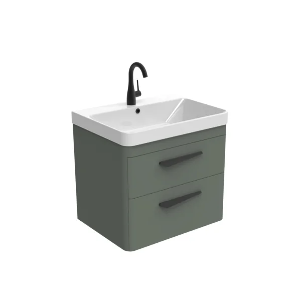 Saneux Hyde 60cm 2 Drawer Wall Mounted Unit - Matte Sage