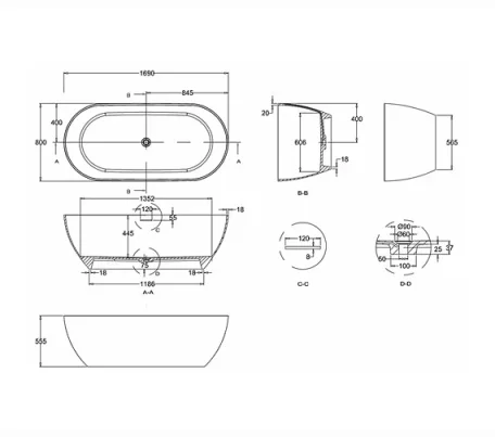 Britton Formoso Grande Bath technical drawing - Image 2
