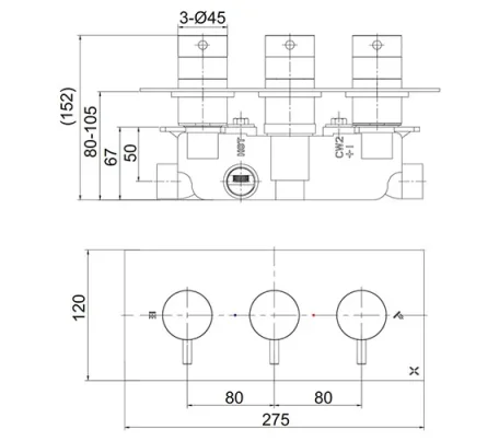 Crosswater Mpro 3 Handle Trimset (must Be Paired With Wlbp2001r+) Chrome technical drawing - Image 3