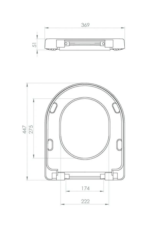 Faeber Universal Soft Close Seat (for Zer / Bar) - Gloss White technical drawing - Image 2