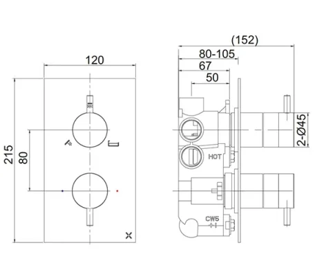 Crosswater Mpro 3 Handle Trimset (must Be Paired With Wlbp3000r+) Chrome technical drawing - Image 3