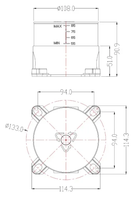 Ava Trend Floor Mounted Bath Shower Mixer - Brushed Brass technical drawing - Image 4