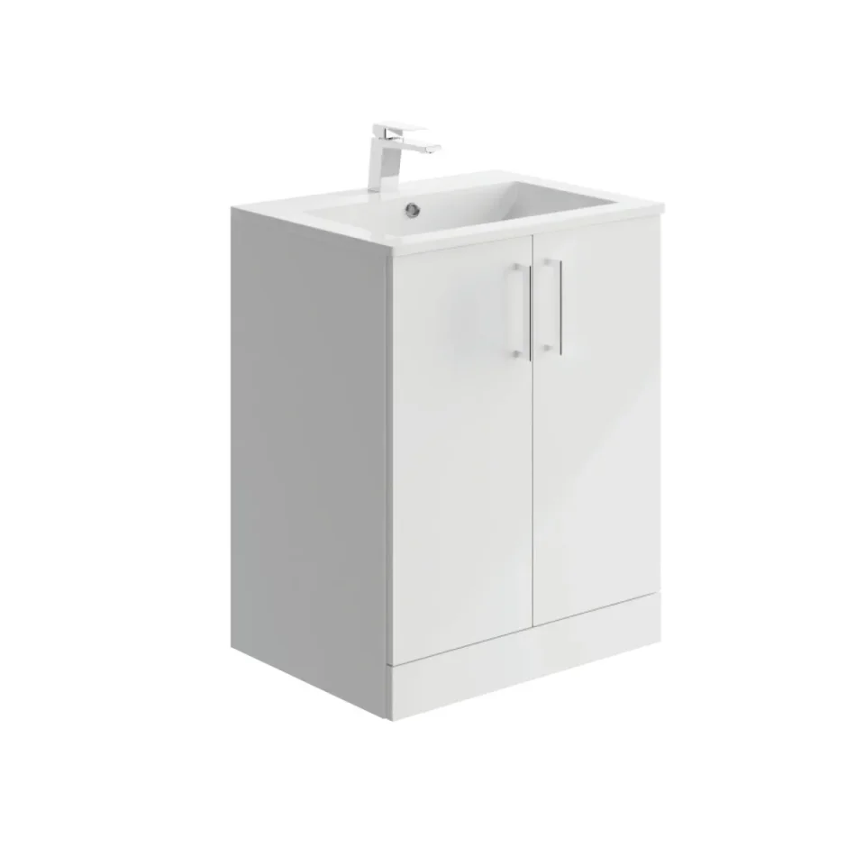 Phoenix Emma 80 Floor Standing Unit Gloss White & Ceramic Basin product image - Image 1