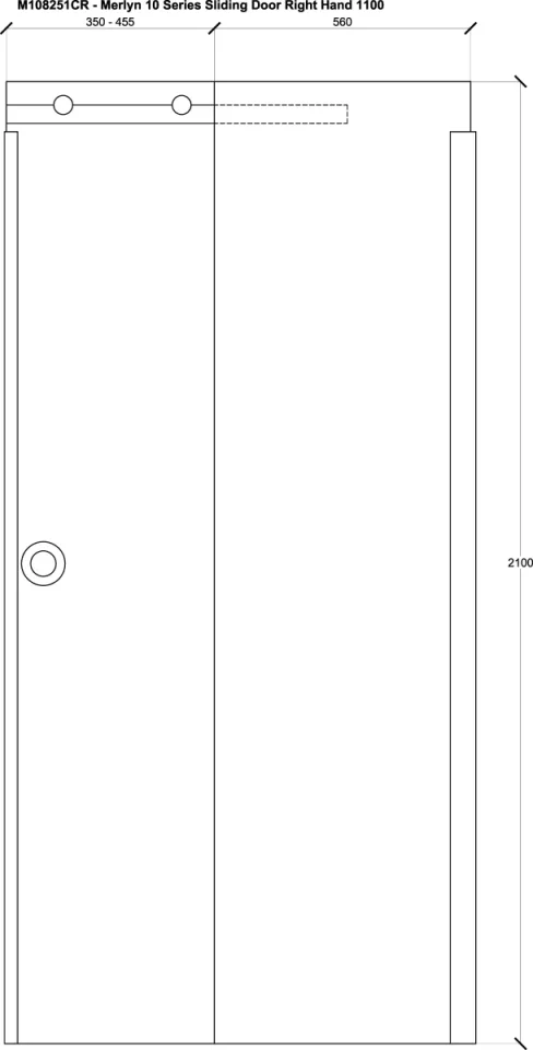 Merlyn 10 Series Sliding Door Right Hand 1100mm technical drawing - Image 2