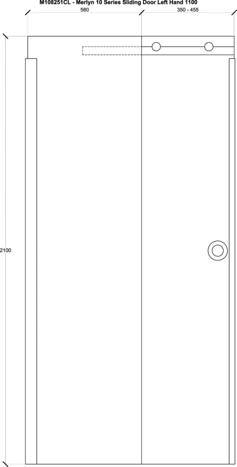 Merlyn 10 Series Sliding Door Left Hand 1100mm technical drawing - Image 2