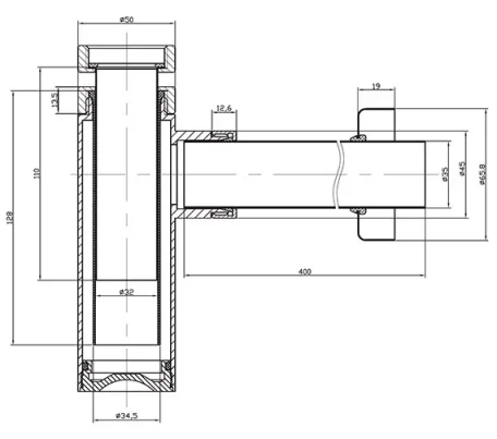 Crosswater Bottle Trap 400mm Pipe Chrome technical drawing - Image 3