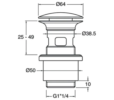 Crosswater Basin Click Clack (Slotted) Chrome technical drawing - Image 3