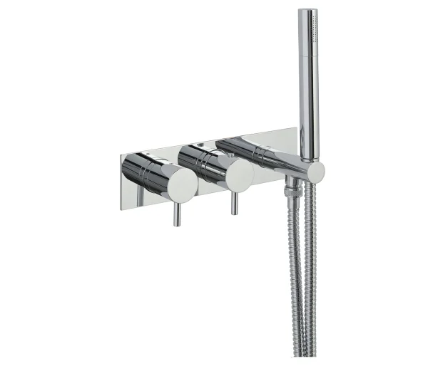 Just Taps Thermostatic Concealed 2 Outlet Shower Valve With Attached Handle Chrome