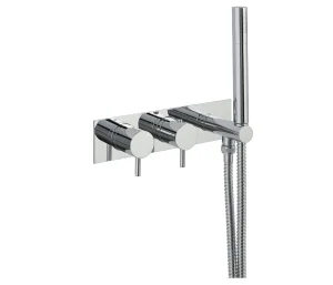 Just Taps Thermostatic Concealed 2 Outlet Shower Valve With Attached Handle Chrome