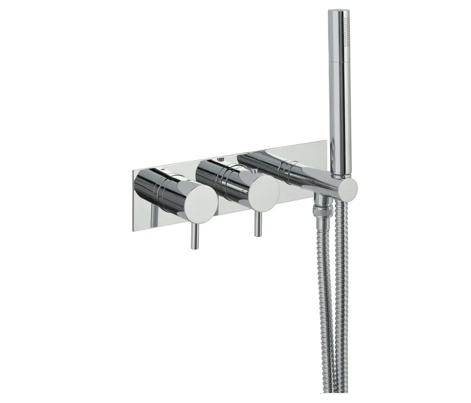Just Taps Thermostatic Concealed 2 Outlet Shower Valve With Attached Handle Chrome product image - Image 1