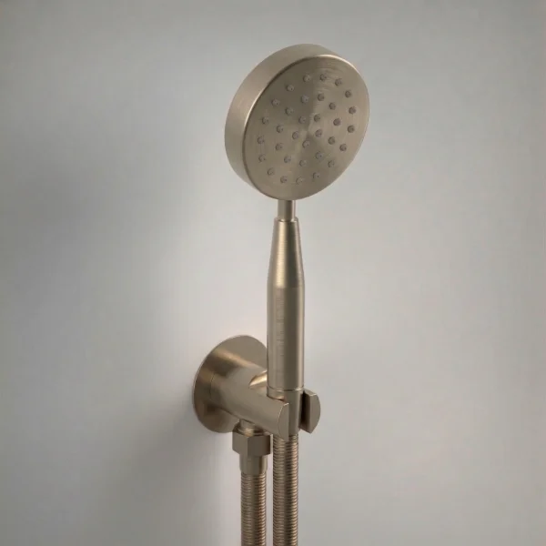 Ava Single Function Round Shower Kit With Head, Outlet And Silicone Shower Hose - Pvd Brushed Brass