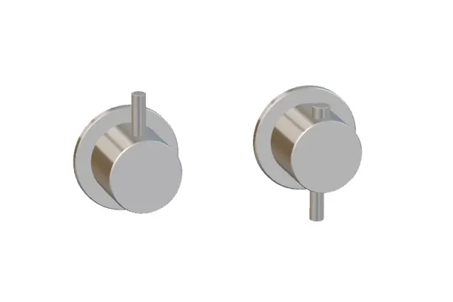 Ava Trend 2 Way 2 Handle Thermostatic Valve W/flanges - Polished Stainless Steel detail view - Image 3