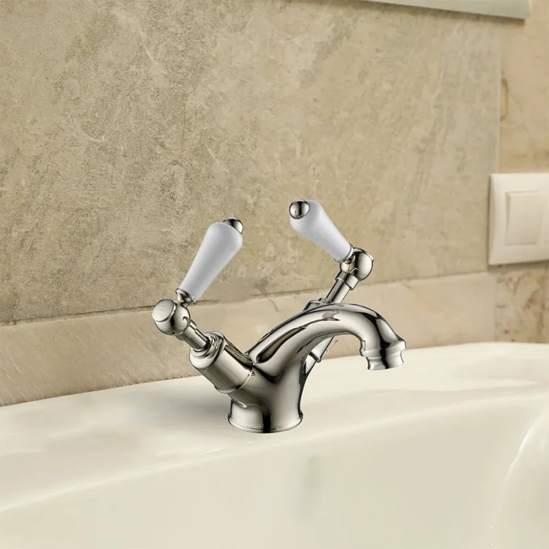 Just Taps Grosvenor Lever Basin Mixer With Pop Up Waste Nickel detail view - Image 2