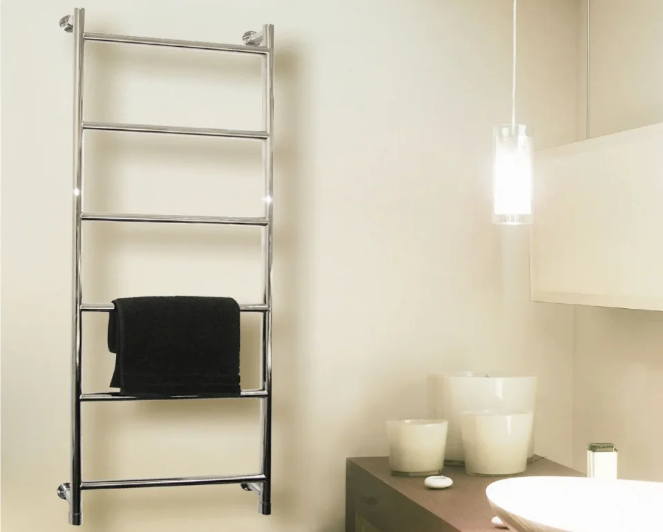 Vogue Vivid Integral Valve Towel Radiator Heating Only - Chrome 1100X500 detail view - Image 4