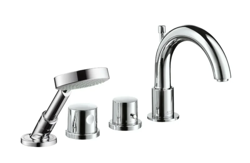 Axor Hansgrohe Uno 4 Hole Deck Mounted Thermostatic Bath Shower Mixer Tap Chrome detail view - Image 4