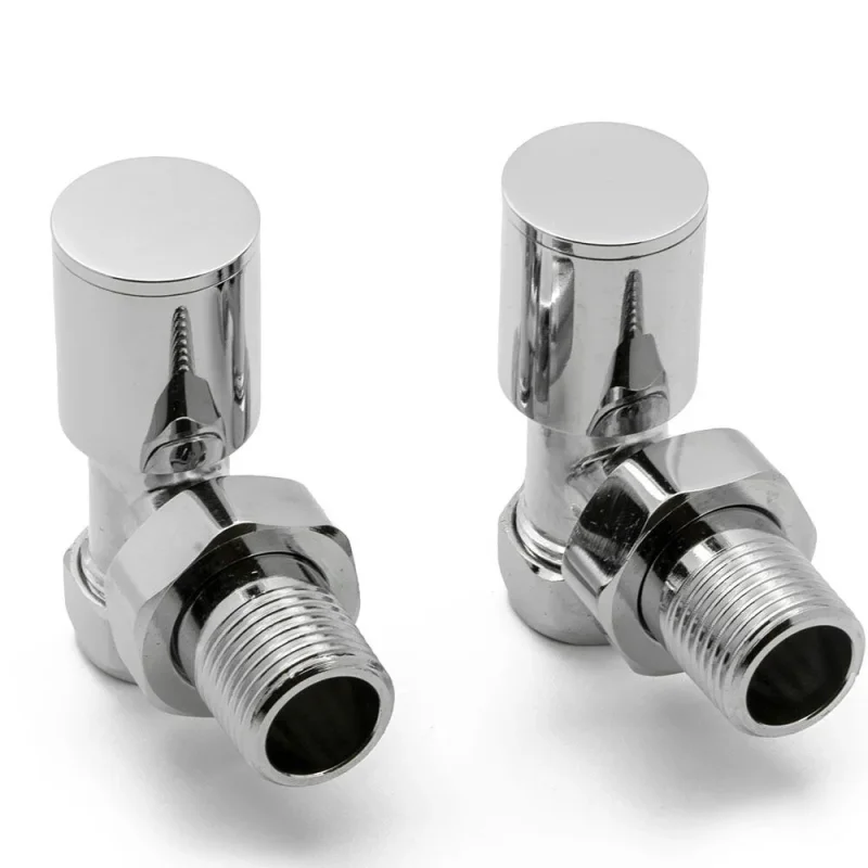 Reina Portland Angled Polished Radiator Valves detail view - Image 2