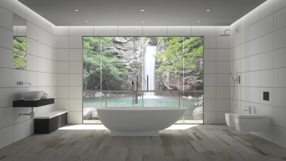 StoneKAST Cocoon Single Ended Freestanding Bath 1800 x 950mm Matt White detail view - Image 2
