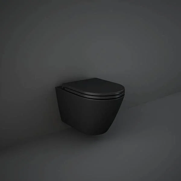 Rak Feeling Rimless Wall Hung Pan In Matt Black