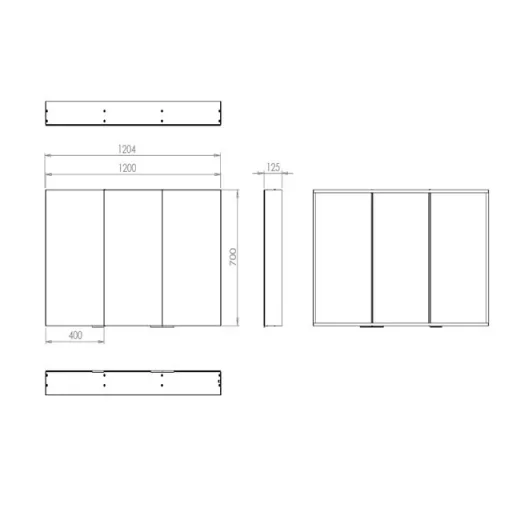 Hib Eris 120 Cabinet W120 X H70 X D13cm technical drawing - Image 3