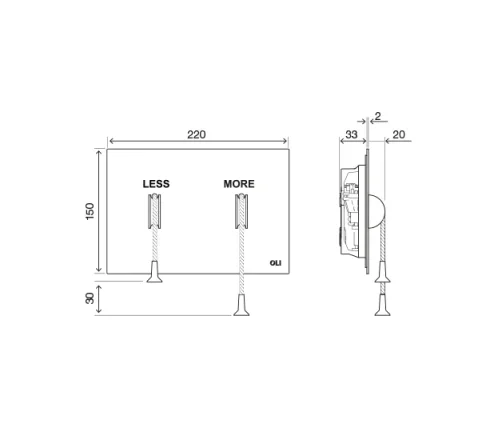 Oli Less Is More Flush Plate Black Mechanical TD technical drawing - Image 3