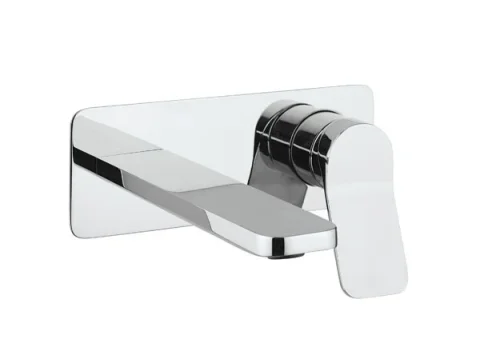 Crosswater Glide II Basin Set Single Plate Wall Mounted Chrome detail view - Image 3