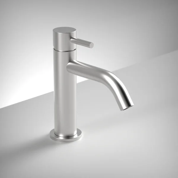 Ava Trend Deck Mounted Basin Mixer Monobloc - Brushed Stainless Steel