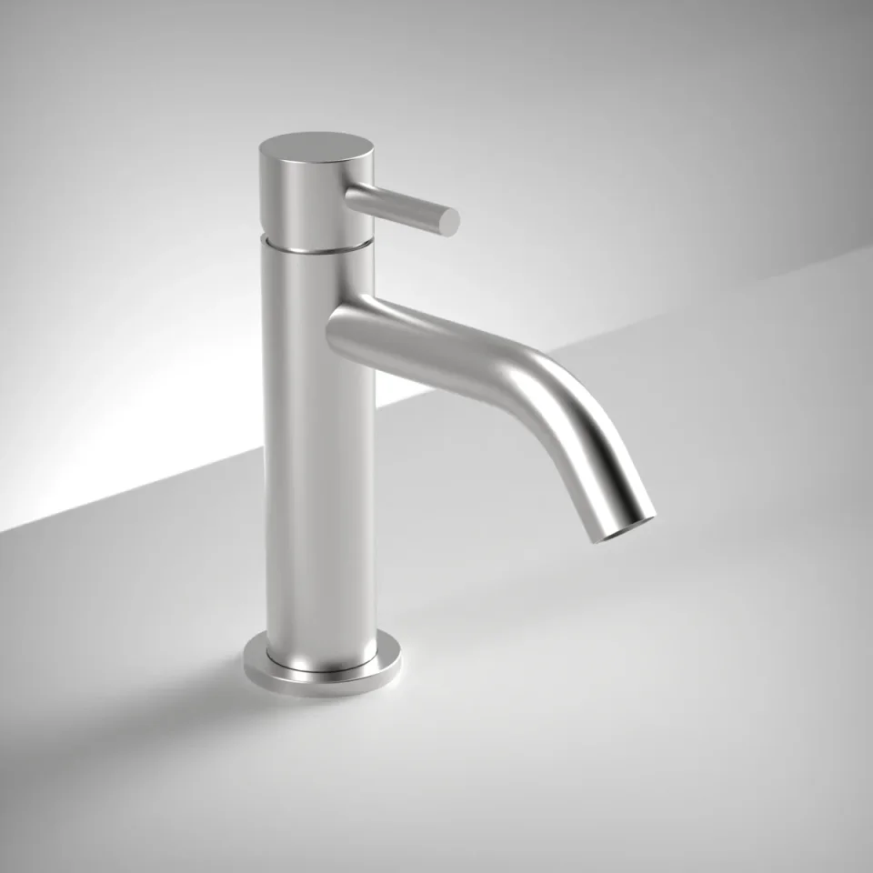 Ava Trend Deck Mounted Basin Mixer Monobloc - Brushed Stainless Steel product image - Image 1