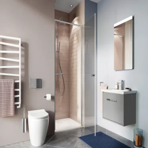 Crosswater Clear 6 Hinged Door 800 Silver product image - Image 1