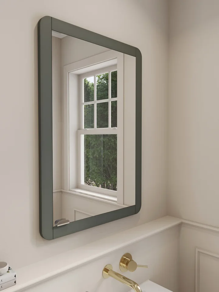 Saneux Hyde 55cm 1 Door Recessed Electric Mirror Cabinet (rh) - Matte Anthracite detail view - Image 3