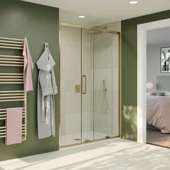 Crosswater Optix Sliding Door 1500 Brushed Brass detail view - Image 2