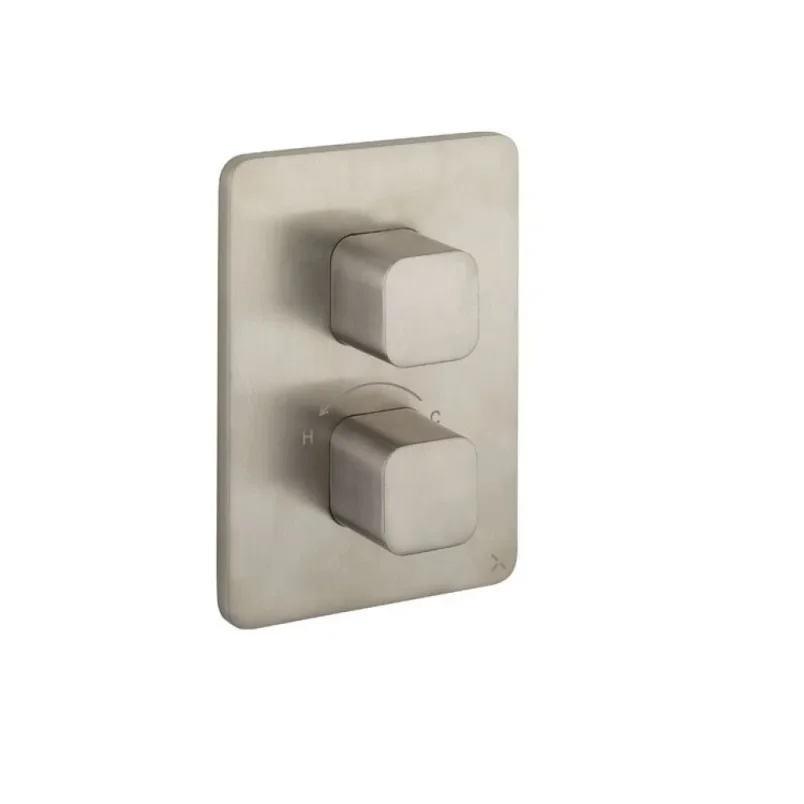 Crosswater Crossbox Glide II 2 Outlet Trim & Levers Brushed Nickel detail view - Image 3