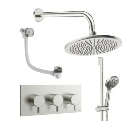Crosswater Design Shower Set 9 Brushed Nickel 300mm