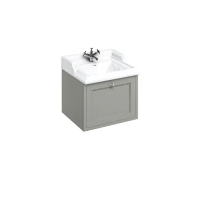 Burlington 600mm Wall Hung Basin Unit with Drawer Olive product image - Image 1