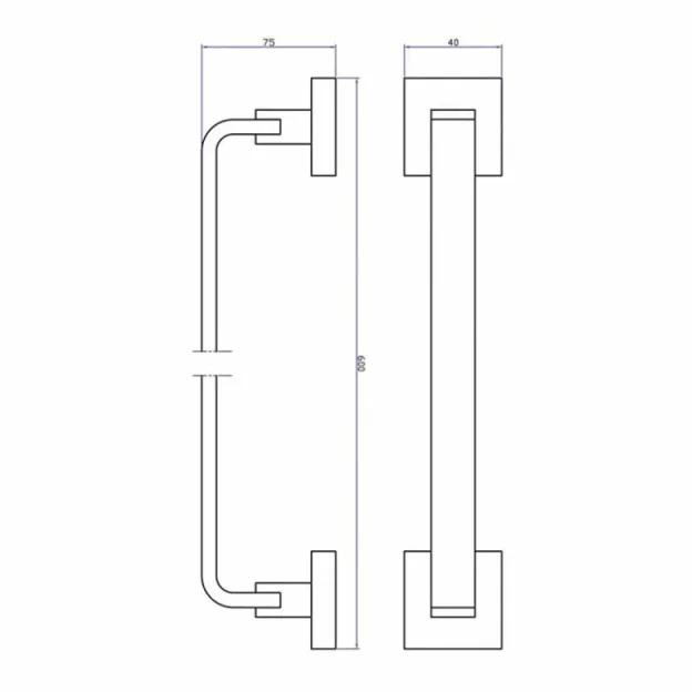 Crosswater Zeya Towel Rail Single 600mm Chrome technical drawing - Image 3