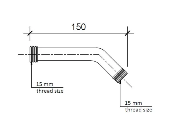 Just Taps Techno Shower Arm 175mm Chrome