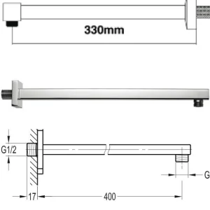 Eau Ice Wall Mounted Shower Arm Chrome