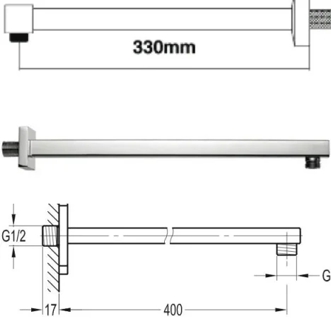 Eau Ice Wall Mounted Shower Arm Chrome