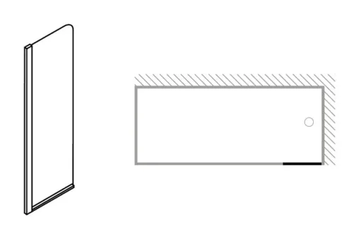 Crosswater Supreme 350m Fixed Mini Bath Screen / Guard Silver detail view - Image 2