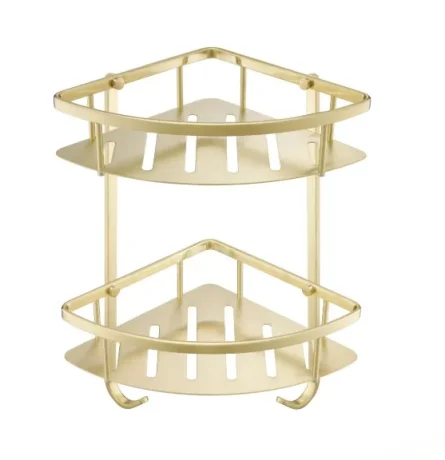 Just Taps Kono Corner Twin Basket Brushed Brass product image - Image 1