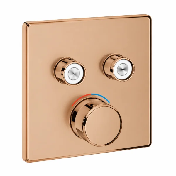 Grohe Grt Smartcontrol Thermostatic Trimset Square 2sc Brushed Warm Sunset
