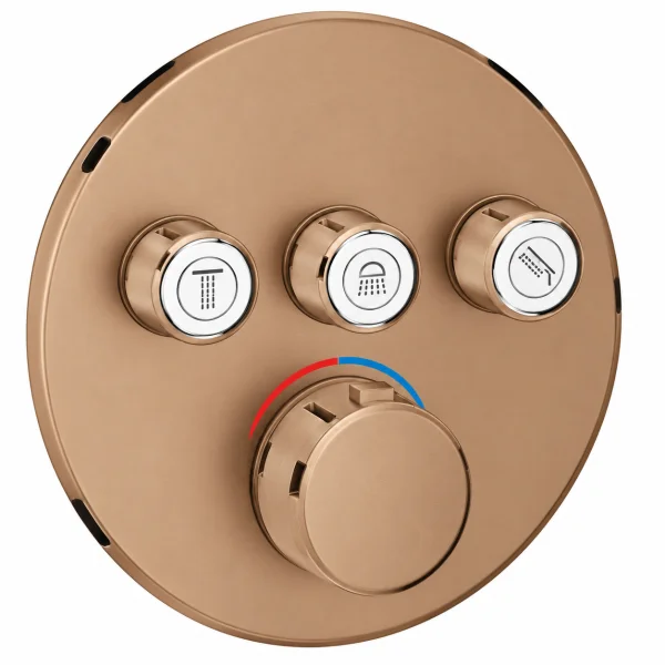 Grohe Grt Smartcontrol Thermostatic Trimset Round 3sc Brushed Warm Sunset