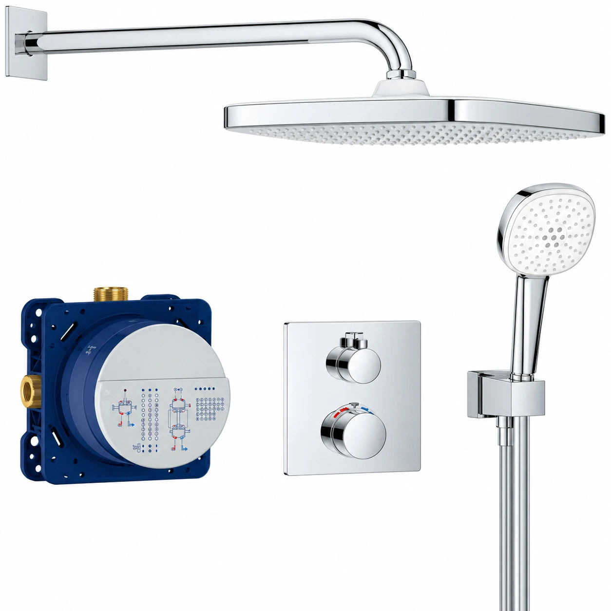Grohe Grt Thermostatic Square Concealed 2 Func Shw Sys 250