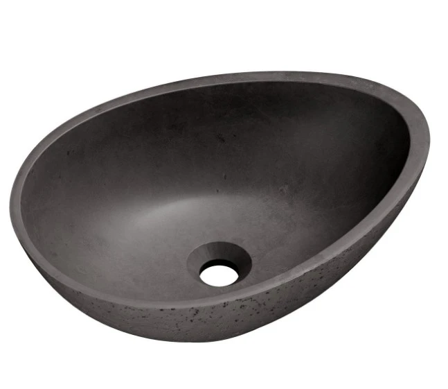 Cubico Bueno Concrete Egg Basin 500mm X 360mm Travertine Texture Dark Grey