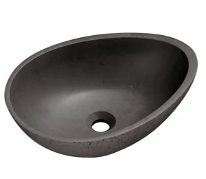 Cubico Bueno Concrete Egg Basin 500mm X 360mm Travertine Texture Dark Grey