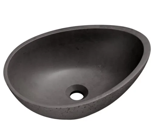 Cubico Bueno Concrete Egg Basin 500mm X 360mm Travertine Texture Dark Grey product image - Image 1