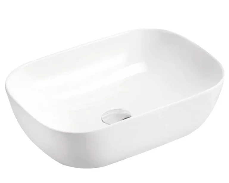 Cubico Hector White Ceramic Countertop Basin 465x325x130mm product image - Image 1