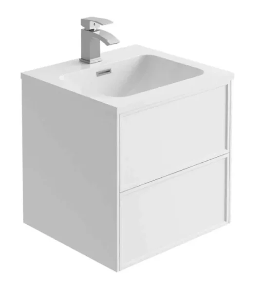 Cubico Kolton 500 Matt White Vanity Unit With Basin Inc. Bottle Trap product image - Image 1