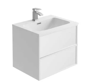 Cubico Kolton 600 Matt White Vanity Unit And Basin Inc. Bottle Trap