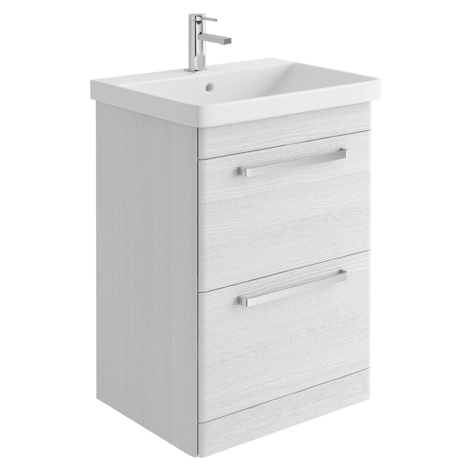 Cubico Epernay 600 Floor Standing Drawer Unit In Textured White - No Handles Inc. Bottle Trap