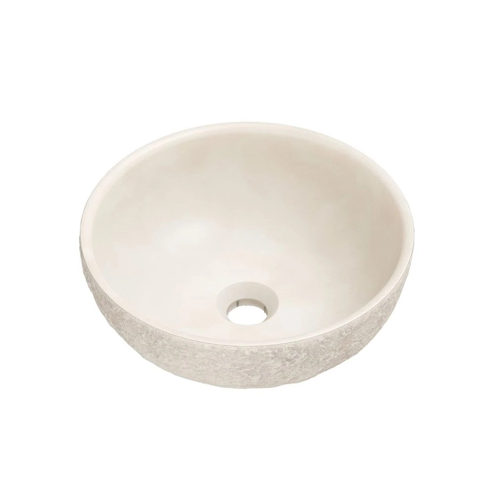 Cubico Bueno Concrete Round Basin 360mm Raw Stone Texture Cream
